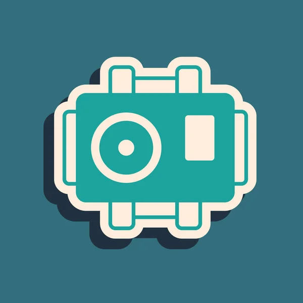 Зеленая Фотокамера Значка Водолаза Зеленом Фоне Значок Фотокамеры Подводное Оборудование — стоковый вектор