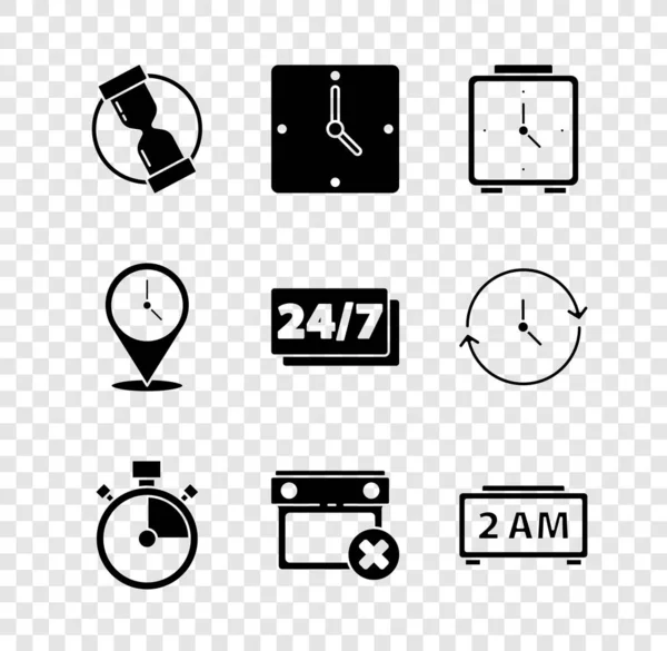 Set Velha Ampulheta Relógio Relógio Despertador Cronômetro Data Calendário Excluir —  Vetores de Stock