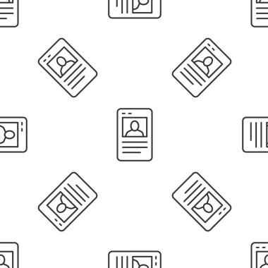 Gri çizgi beyzbol kartı ikonu beyaz arka planda izole edilmiş pürüzsüz desen. Vektör