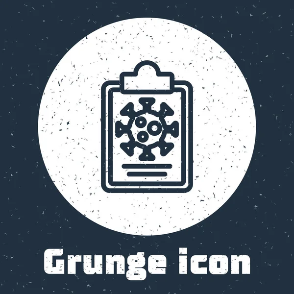 Grunge Line Medical Clipboard Blood Test Results Icon Isolated Grey — Image vectorielle