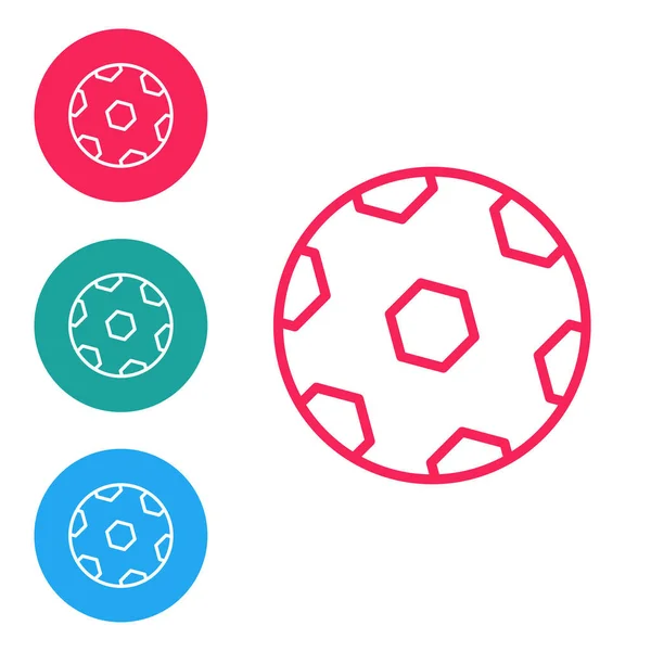 Красная Линия Футбольный Мяч Значок Изолирован Белом Фоне Футбольный Мяч — стоковый вектор