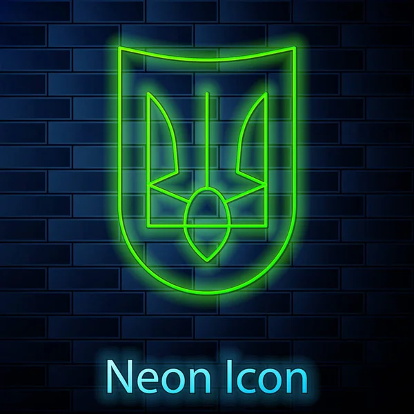 Linea Neon Incandescente Emblema Nazionale Dell Ucraina Icona Isolata Sfondo — Vettoriale Stock