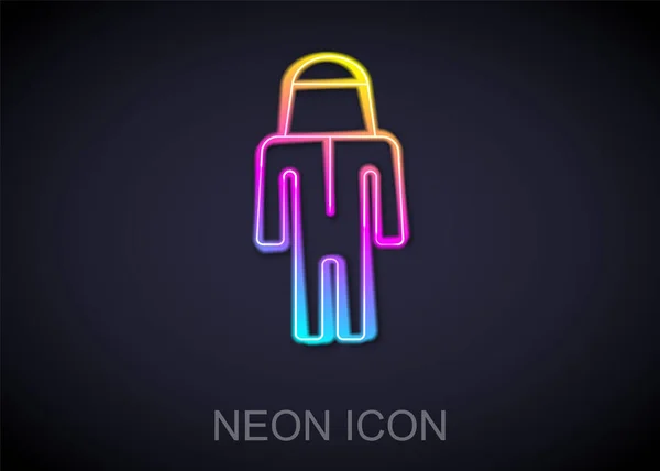 Glödande Neon Line Biodlare Med Skydda Hatt Ikon Isolerad Svart — Stock vektor