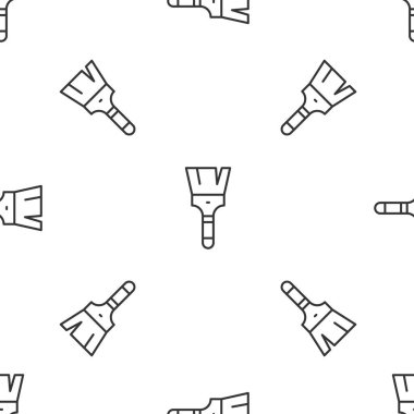 Gri çizgi fırça ikonu beyaz arka planda izole edilmiş pürüzsüz desen. Vektör