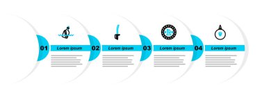 Hattı patlamaya hazır hale getirin, Korsan madeni para, kılıç ve su ikonlu şişe. Vektör