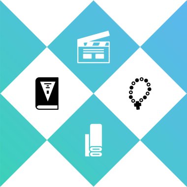 Hindistan Anayasa Günü, Hint tekstil kumaşı, Bollywood Hint sineması ve tespih dini simgesi. Vektör.