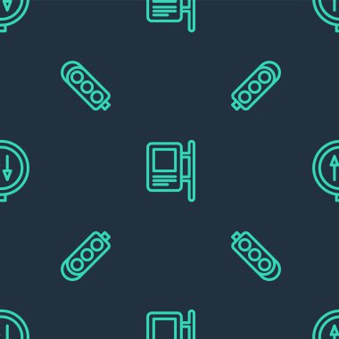 Yol işaretini, trafik ışığını ve iki yönlü uyarıyı kusursuz şekilde ayarlayın. Vektör