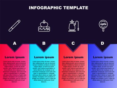 Çizgi, sigara, kalp atışı artışı, nargile ve sigara yasak. Ticari bilgi şablonu. Vektör