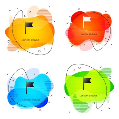 Beyaz arkaplanda Siyah Bayrak simgesi izole edildi. Yer belirleyici sembol. Sıvı şekilli soyut pankart. Vektör.