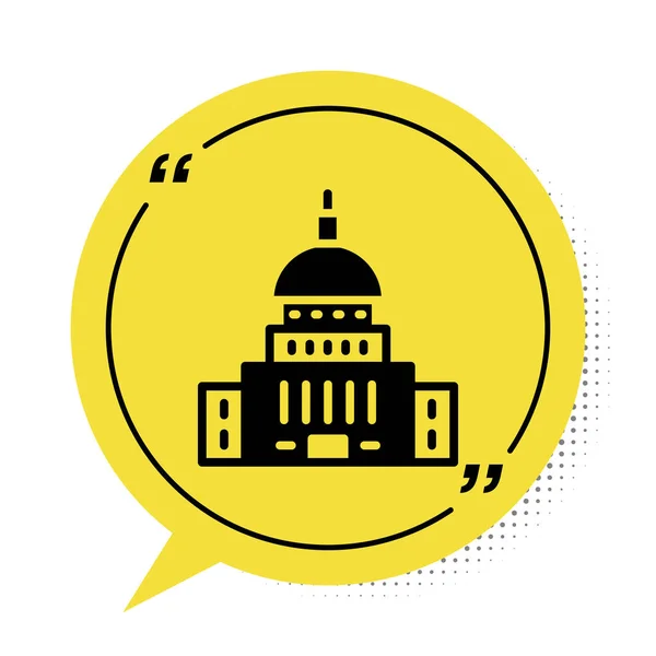 在白色背景上孤立的白宫图标 华盛顿特区 黄色的语音泡沫符号 — 图库矢量图片