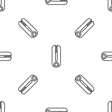 Saç ikonu için gri çizgi saç maşası beyaz arka planda izole edilmiş pürüzsüz desen. Saç düzleştirici ikonu. Vektör İllüstrasyonu.