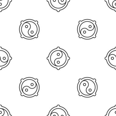 Gri çizgi Yin Yang armoni ve denge sembolü beyaz arkaplanda izole edilmiş kusursuz desen. Vektör