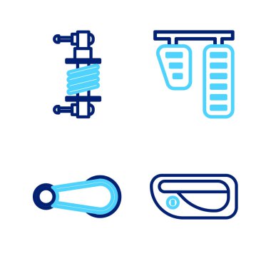 Hat kapısının kolu, gaz freni pedalları ve şok emici ikonu ayarlayın. Vektör