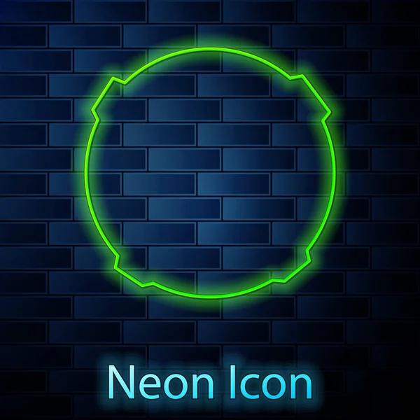 Zářící Neonová Čára Ikona Měsíce Izolovaná Pozadí Cihlové Zdi Vektorová — Stockový vektor