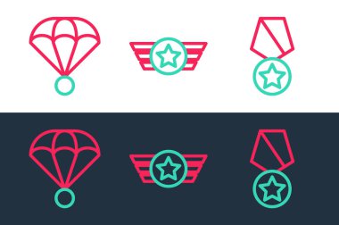 Askeri ödül madalyası, Paraşüt ve Yıldız Amerikan askeri ikonu. Vektör