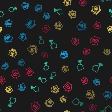 Hat sıcaklığını ayarla, kablosuz ağ bağlantısı olan akıllı bir ev, nem oranı ve pürüzsüz bir şekilde korunma altında. Vektör.