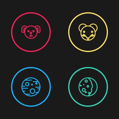 Mars Gezegeni, Güneş tutulması, Fare Zodyak ve Köpek ikonu. Vektör.