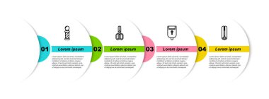 Klasik berber direği, makas kuaförü, erkekler için elektrikli tıraş bıçağı ve saç maşası. Ticari bilgi şablonu. Vektör.