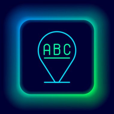 Parlayan neon çizgisi alfabe simgesi siyah arkaplanda izole edildi. Renkli taslak konsepti. Vektör