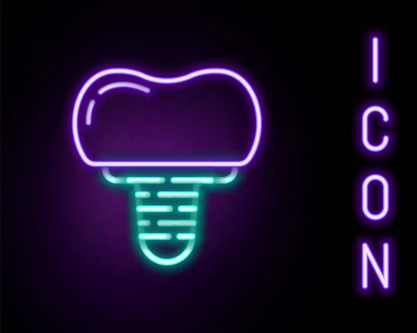 Świecąca Neonowa Linia Ikona Implantu Dentystycznego Odizolowana Czarnym Tle Kolorowy — Wektor stockowy
