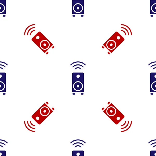Blå Och Röd Smart Stereo Högtalarsystem Ikon Isolerad Sömlös Mönster — Stock vektor