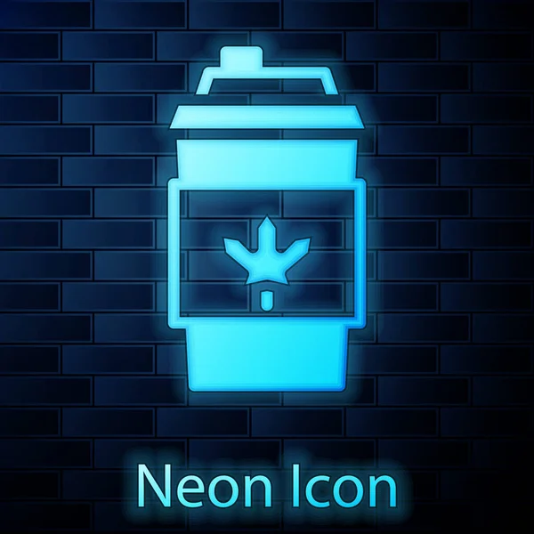 Leuchtende Neon Kaffeetasse Symbol Isoliert Auf Backsteinwand Hintergrund Vektor — Stockvektor