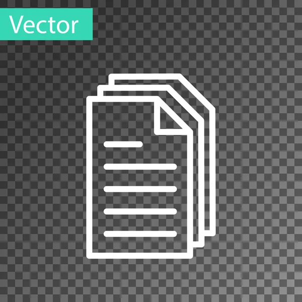 Ligne Blanche Fichier Icône Document Isolé Sur Fond Transparent Icône — Image vectorielle