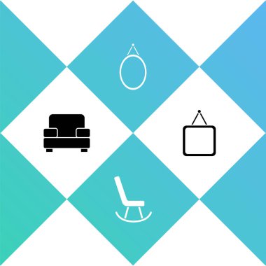 Kol Koltuğu, Ayna ve ikonu ayarlayın. Vektör.