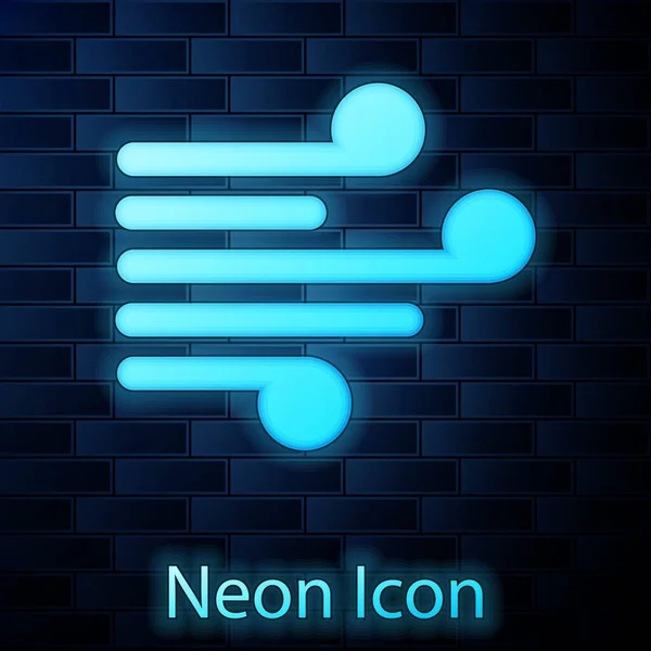 Ícone Vento Neon Brilhante Isolado Fundo Parede Tijolo Tempo Ventoso —  Vetores de Stock