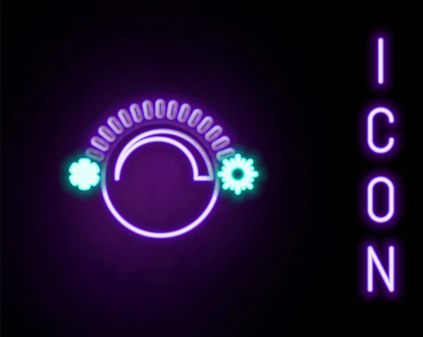 Świecąca Neonowa Ikona Termostatu Izolowana Czarnym Tle Kontrola Temperatury Kolorowy — Wektor stockowy