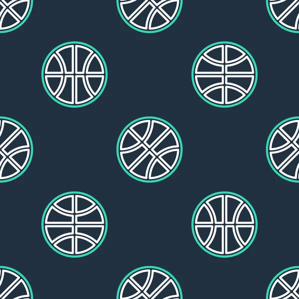 Ligne Icône Balle Basket Ball Isolé Motif Sans Couture Sur — Image vectorielle