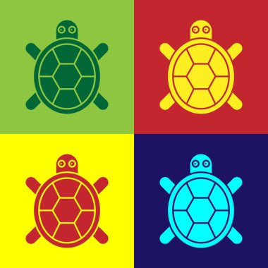 Pop Art Turtle simgesi renk arkaplanında izole edilmiş. Vektör..