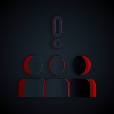 Kağıt kesiği, siyah arka planda izole edilmiş kalabalık protesto simgesi. Bir gösteri. Kağıt sanatı tarzı. Vektör.