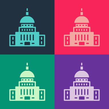 Pop Art Beyaz Saray simgesi renk arkaplanında izole edildi. Washington DC mi? Vektör