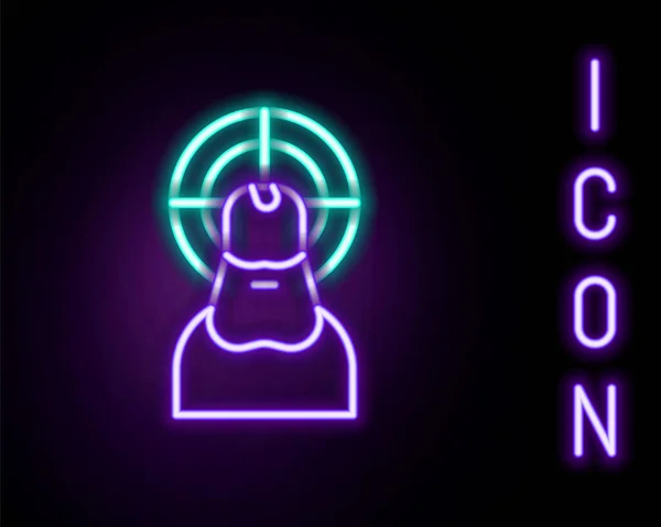 Ligne Lumineuse Néon Icône Jésus Christ Isolé Sur Fond Noir — Image vectorielle