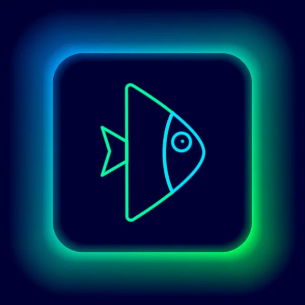 ネオンラインの輝き黒い背景に孤立した魚のアイコン カラフルなアウトラインコンセプト ベクトル — ストックベクタ