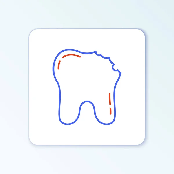 Line Broken Tooth Icon Isolated White Background Dental Problem Icon — Stock Vector