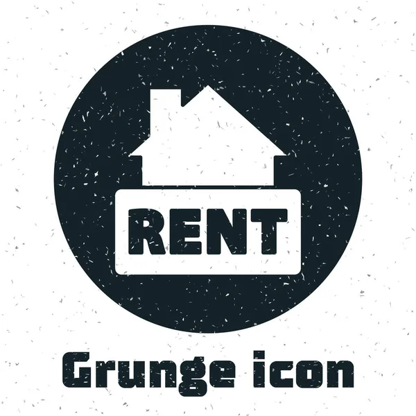 Grunge Panneau Suspendu Avec Texte Icône Location Isolée Sur Fond — Image vectorielle