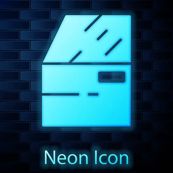 Gloeiende Neon Auto Deur Pictogram Geïsoleerd Baksteen Muur Achtergrond Vector — Stockvector