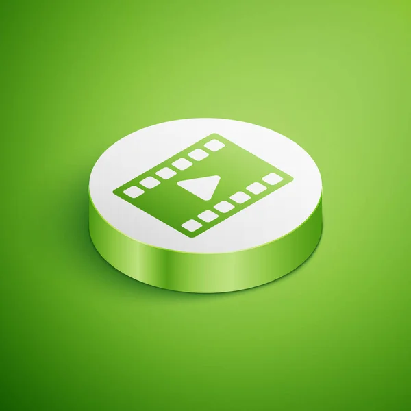 Isometrisches Play Video Symbol Auf Grünem Hintergrund Isoliert Filmstreifen Mit — Stockvektor