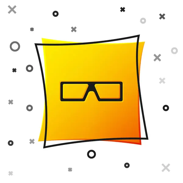 Schwarze Kinobrille Isoliert Auf Weißem Hintergrund Gelber Quadratischer Knopf Vektor — Stockvektor