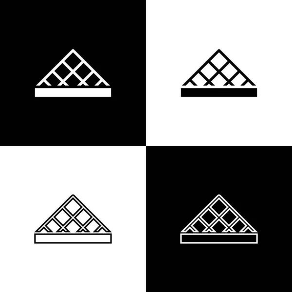 Set Icono Pirámide Vidrio Del Louvre Aislado Sobre Fondo Blanco — Archivo Imágenes Vectoriales