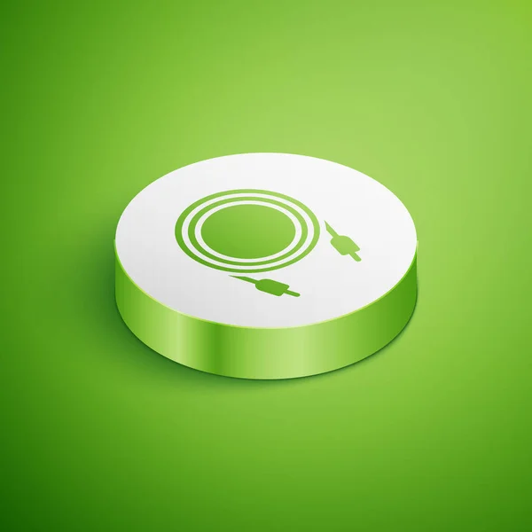 Ikona Izometrický Audio Jack Izolované Zeleném Pozadí Audio Kabel Pro — Stockový vektor
