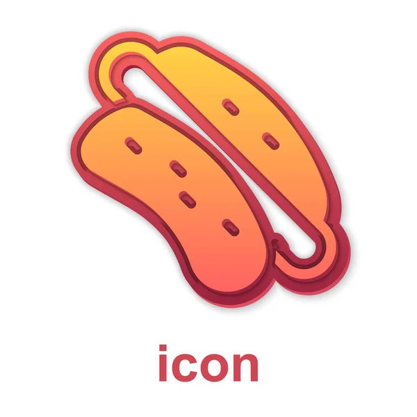 Gold Hotdog Sandwich Icon Isolated White Background Sausage Icon Fast — Stock Vector