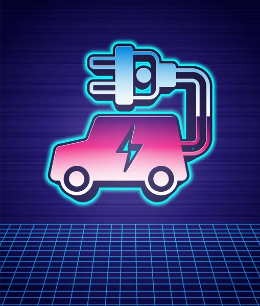 Retro Stijl Elektrische Auto Elektrische Kabel Plug Opladen Pictogram Geïsoleerde — Stockvector