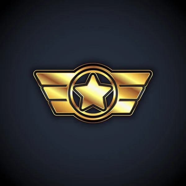 Gold Star Amerikanische Militärikone Isoliert Auf Schwarzem Hintergrund Militärabzeichen Armee — Stockvektor