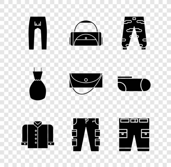 Set Pantalones Bolsa Deporte Pantalones Carga Camuflaje Camiseta Carga Corto — Archivo Imágenes Vectoriales