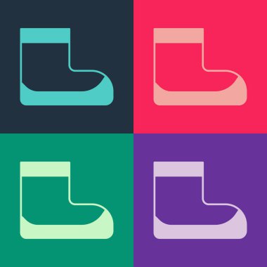 Pop Art Boots simgesi renk arkaplanında izole edildi. Su altı ekipmanları. Vektör