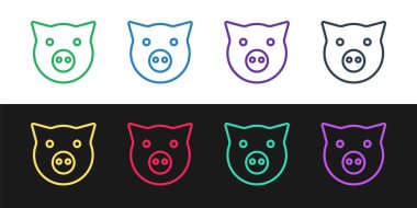 Domuz simgesini siyah ve beyaz arkaplanda izole et. Hayvan sembolü. Vektör