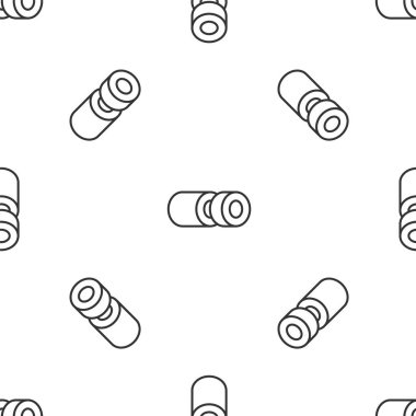 Gri çizgi suşi ikonu beyaz arka planda kusursuz desen izole etti. Geleneksel Japon yemekleri. Vektör